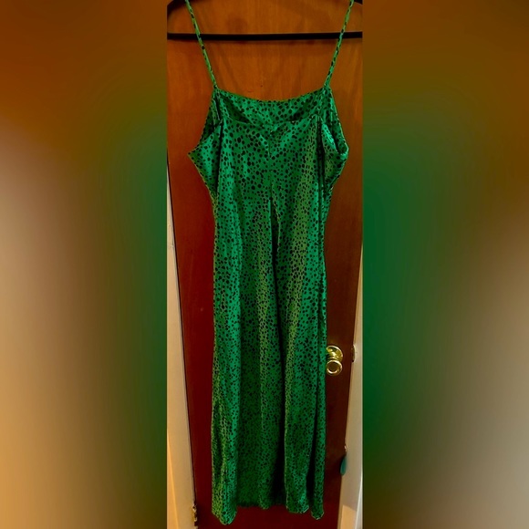 Scoop Green Leopard Slip Midi Dress Large - Picture 5 of 10